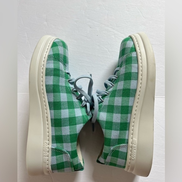 Camper Gingham Check Print Sneakers Size 37 Green Blue - Picture 5 of 9